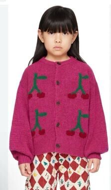 Bobo Choses Kids Pink 'bobo Cherry' Cardigan In Fuchsia Sz 6/7 NWT $325